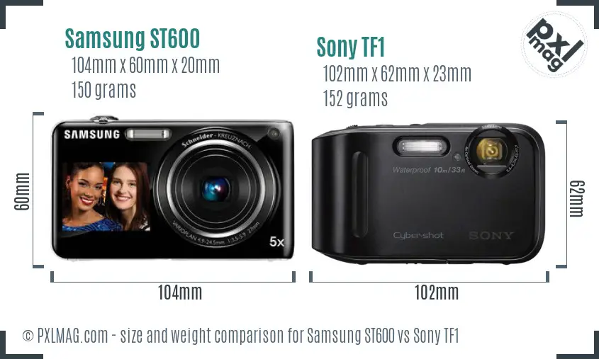 Samsung ST600 vs Sony TF1 size comparison