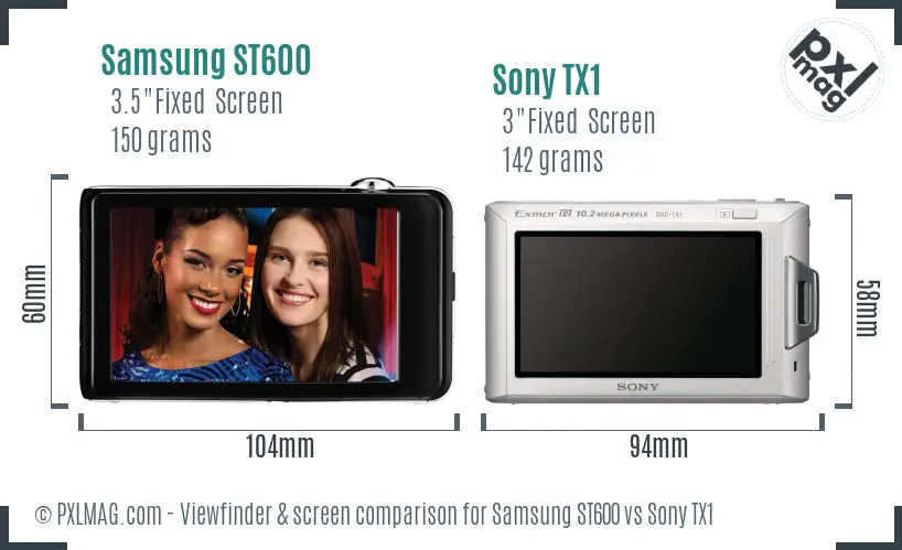 Samsung ST600 vs Sony TX1 Screen and Viewfinder comparison