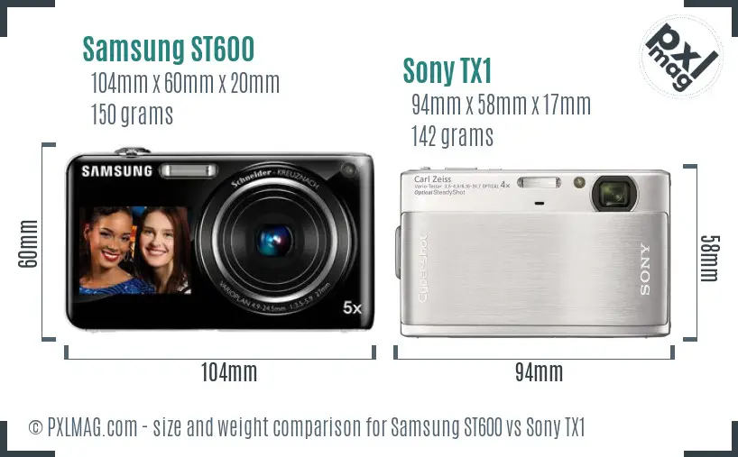 Samsung ST600 vs Sony TX1 size comparison