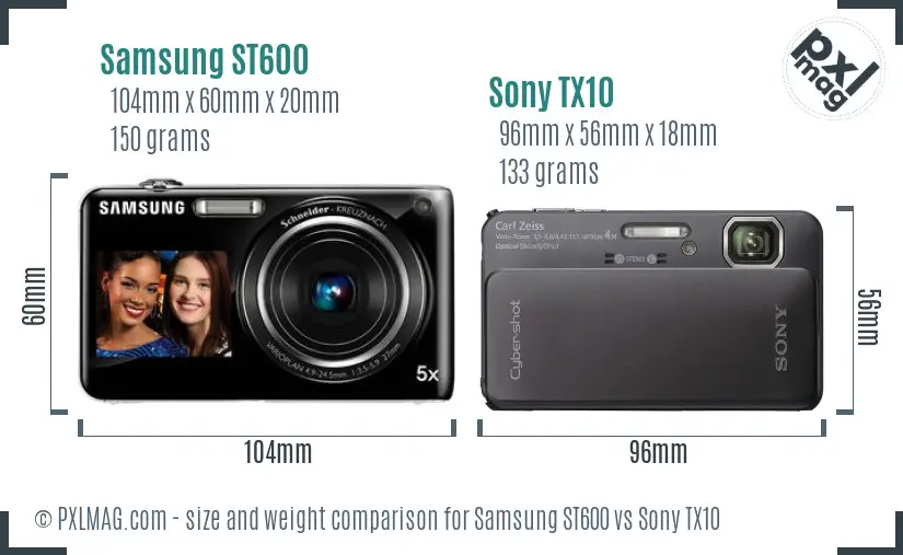 Samsung ST600 vs Sony TX10 size comparison