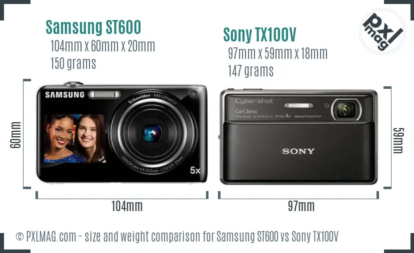 Samsung ST600 vs Sony TX100V size comparison