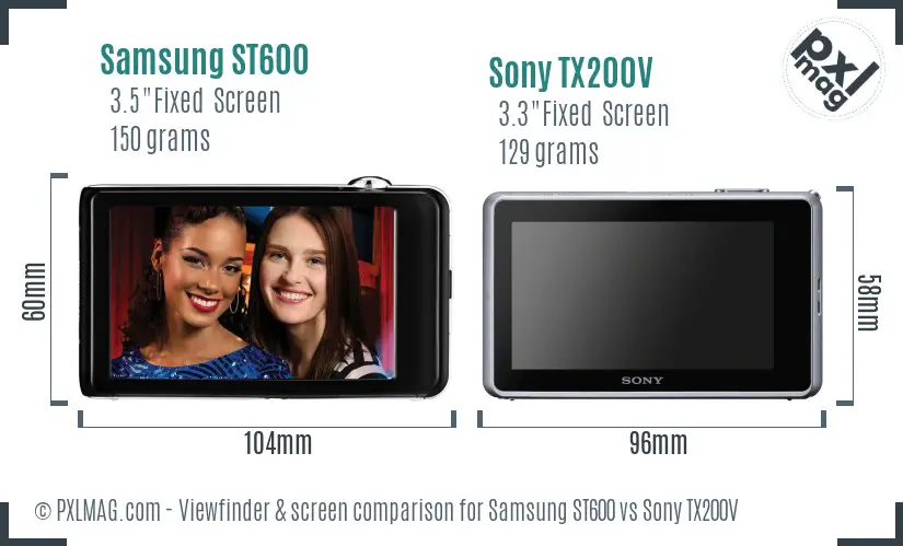 Samsung ST600 vs Sony TX200V Screen and Viewfinder comparison