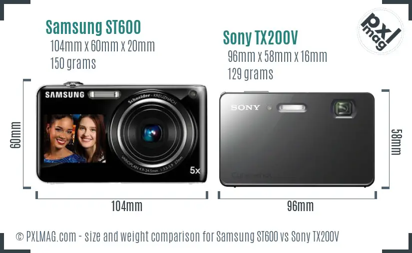 Samsung ST600 vs Sony TX200V size comparison