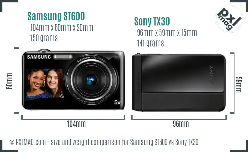Samsung ST600 vs Sony TX30 size comparison