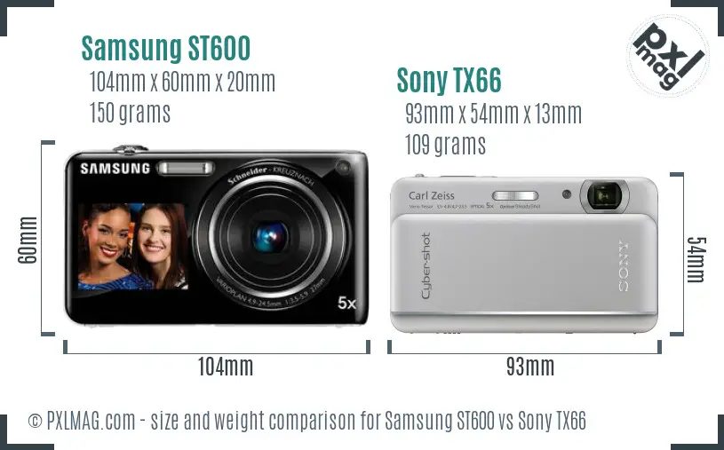 Samsung ST600 vs Sony TX66 size comparison
