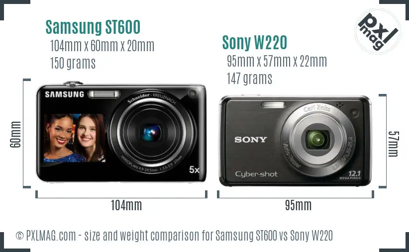 Samsung ST600 vs Sony W220 size comparison