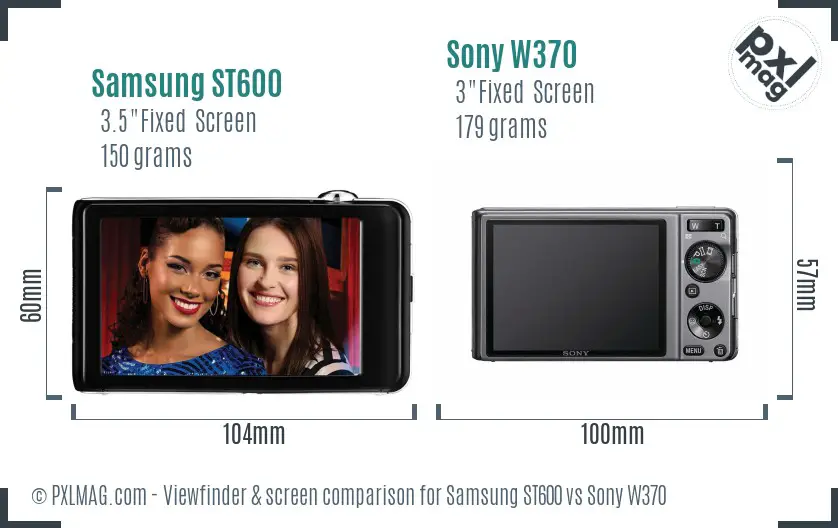 Samsung ST600 vs Sony W370 Screen and Viewfinder comparison