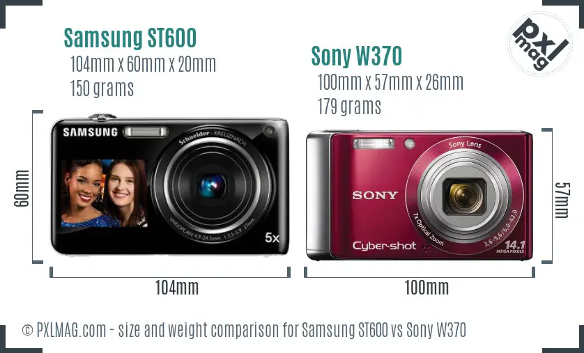 Samsung ST600 vs Sony W370 size comparison