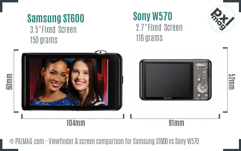 Samsung ST600 vs Sony W570 Screen and Viewfinder comparison