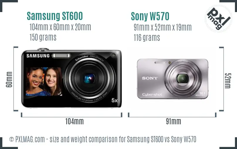Samsung ST600 vs Sony W570 size comparison