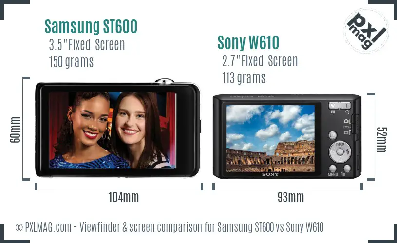 Samsung ST600 vs Sony W610 Screen and Viewfinder comparison Samsung ST600 vs Sony W610 Screen and Viewfinder comparison