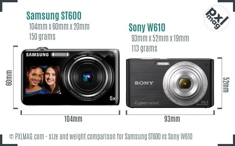 Samsung ST600 vs Sony W610 size comparison Samsung ST600 vs Sony W610 size comparison