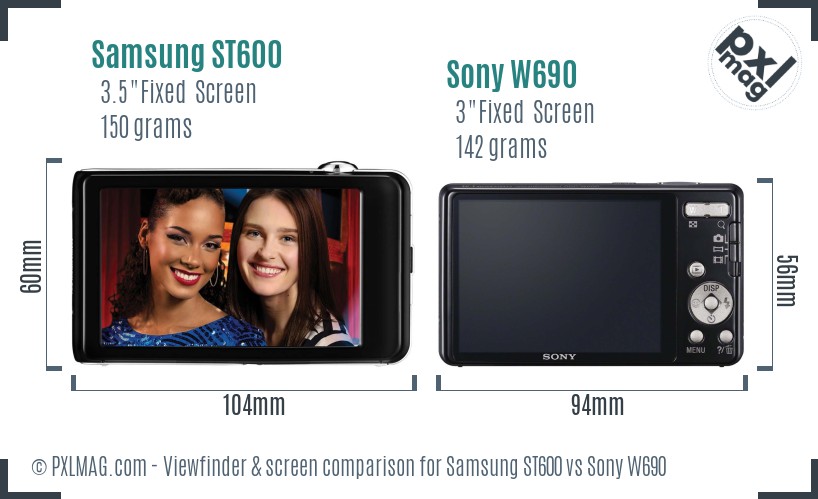 Samsung ST600 vs Sony W690 Screen and Viewfinder comparison
