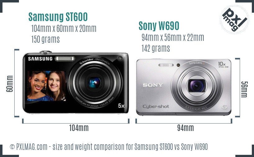 Samsung ST600 vs Sony W690 size comparison