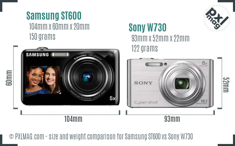 Samsung ST600 vs Sony W730 size comparison