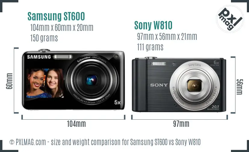 Samsung ST600 vs Sony W810 size comparison