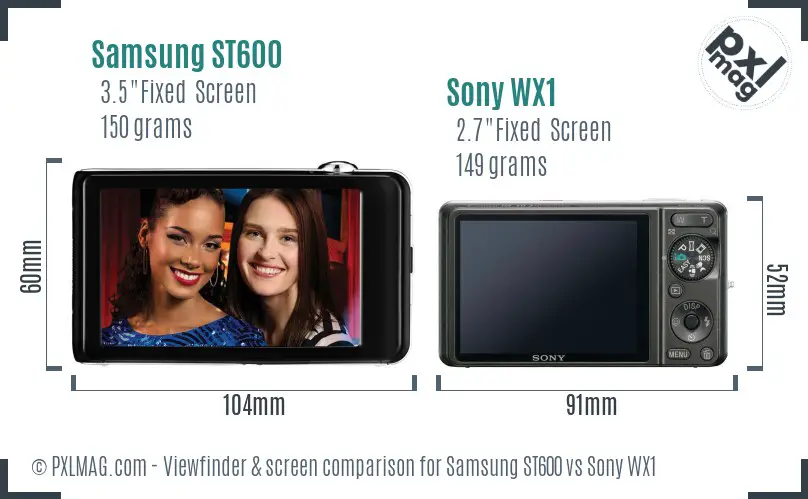 Samsung ST600 vs Sony WX1 Screen and Viewfinder comparison
