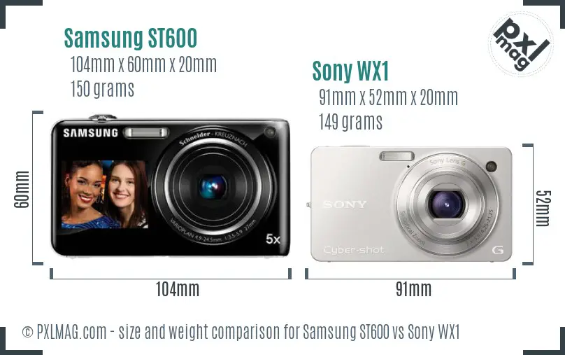 Samsung ST600 vs Sony WX1 size comparison