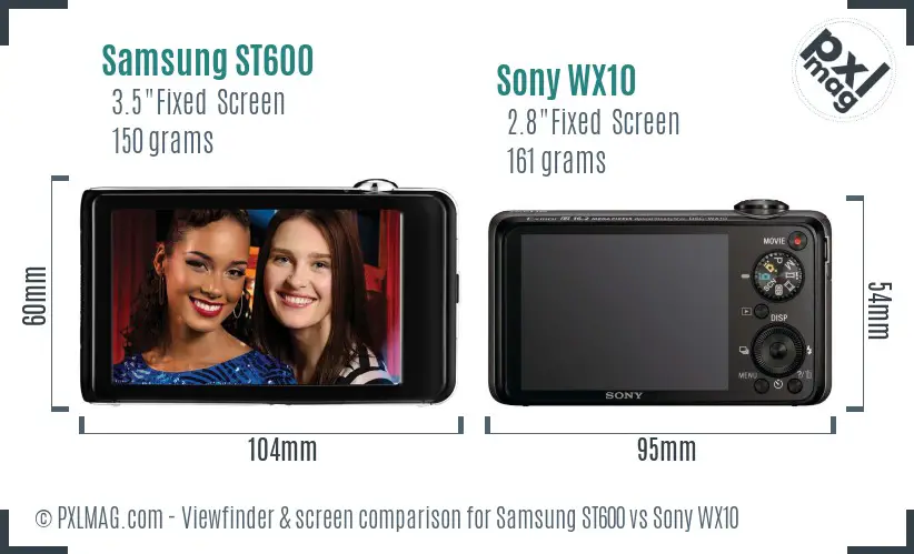 Samsung ST600 vs Sony WX10 Screen and Viewfinder comparison