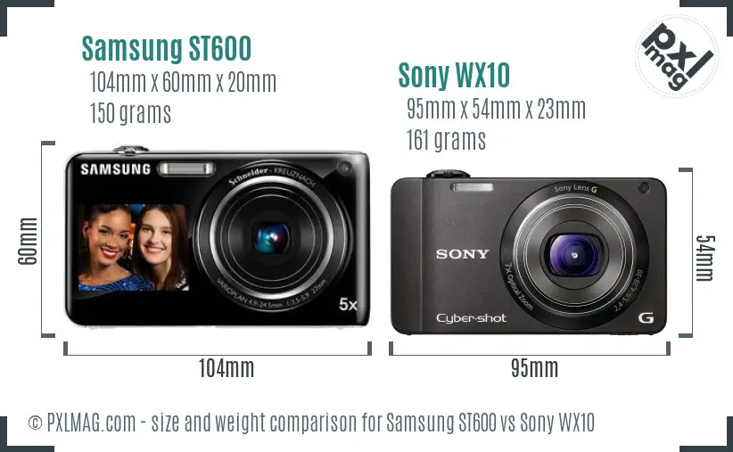 Samsung ST600 vs Sony WX10 size comparison