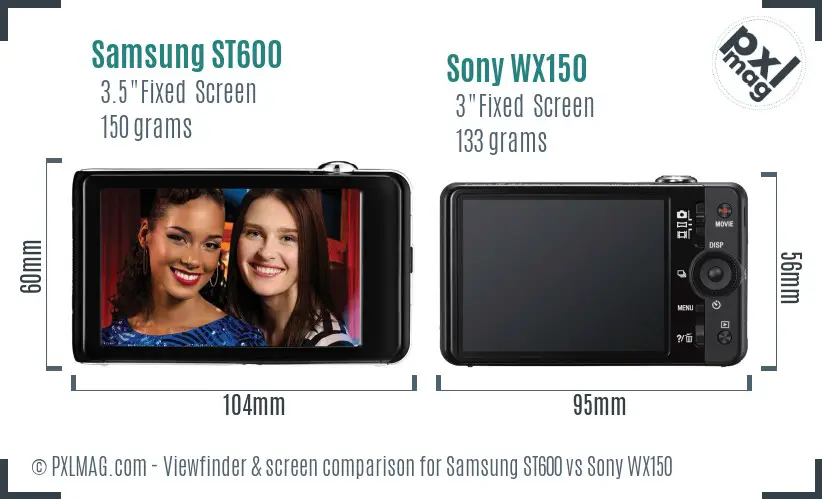 Samsung ST600 vs Sony WX150 Screen and Viewfinder comparison Samsung ST600 vs Sony WX150 Screen and Viewfinder comparison