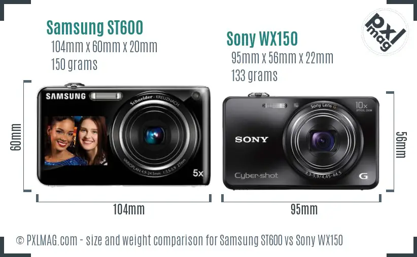 Samsung ST600 vs Sony WX150 size comparison Samsung ST600 vs Sony WX150 size comparison