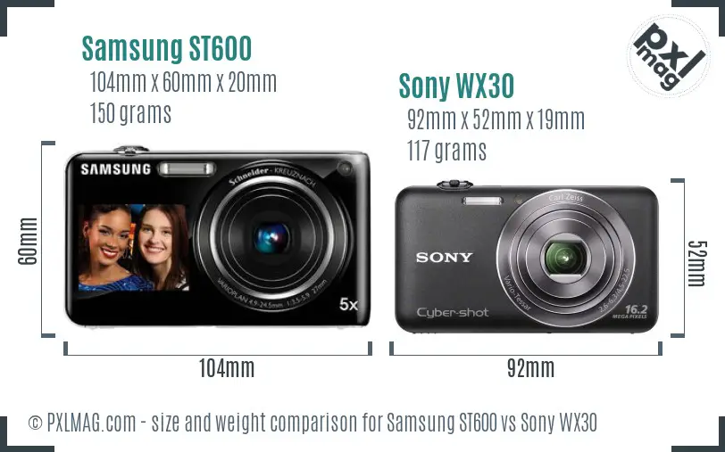 Samsung ST600 vs Sony WX30 size comparison