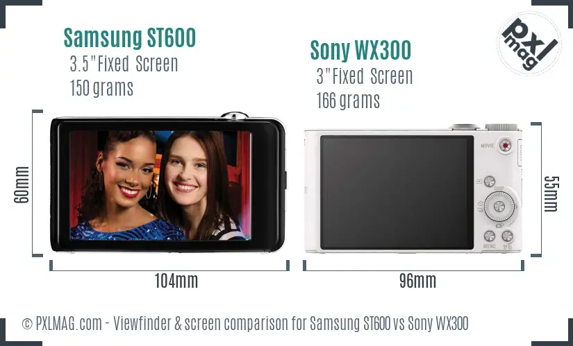 Samsung ST600 vs Sony WX300 Screen and Viewfinder comparison