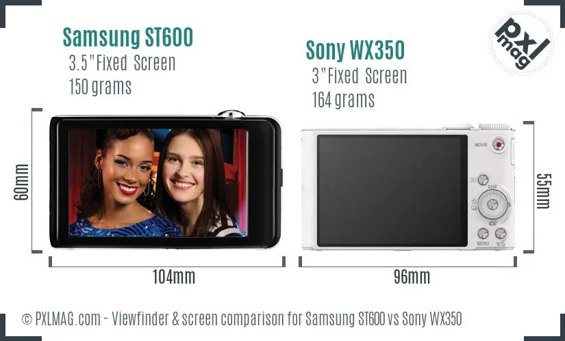 Samsung ST600 vs Sony WX350 Screen and Viewfinder comparison Samsung ST600 vs Sony WX350 Screen and Viewfinder comparison