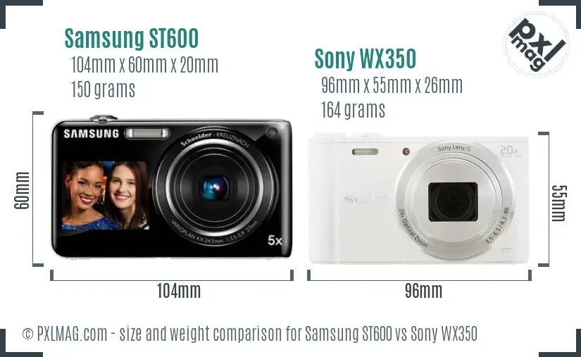 Samsung ST600 vs Sony WX350 size comparison Samsung ST600 vs Sony WX350 size comparison