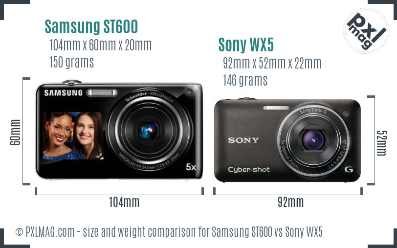Samsung ST600 vs Sony WX5 size comparison