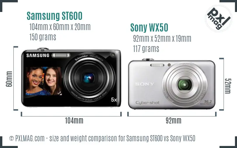 Samsung ST600 vs Sony WX50 size comparison