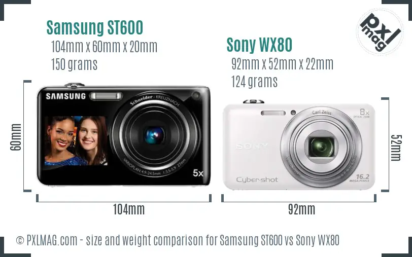Samsung ST600 vs Sony WX80 size comparison Samsung ST600 vs Sony WX80 size comparison