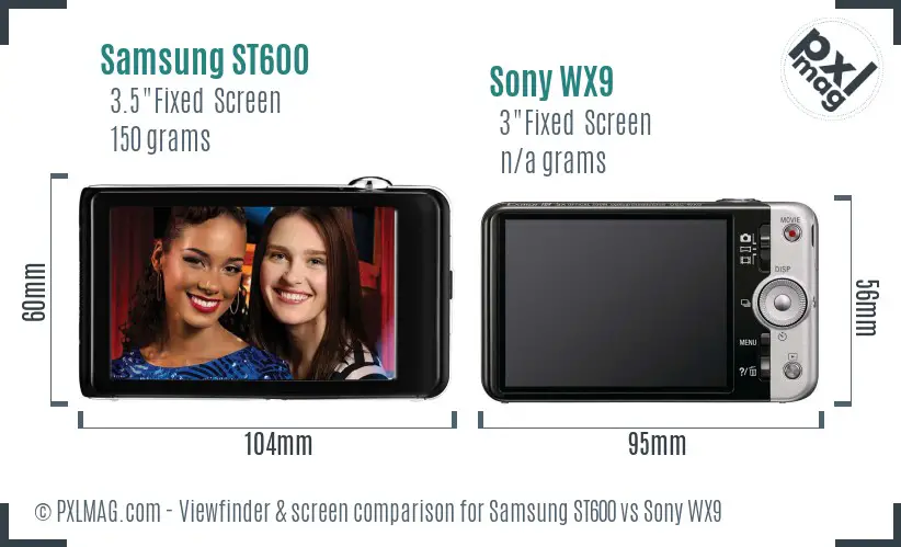 Samsung ST600 vs Sony WX9 Screen and Viewfinder comparison