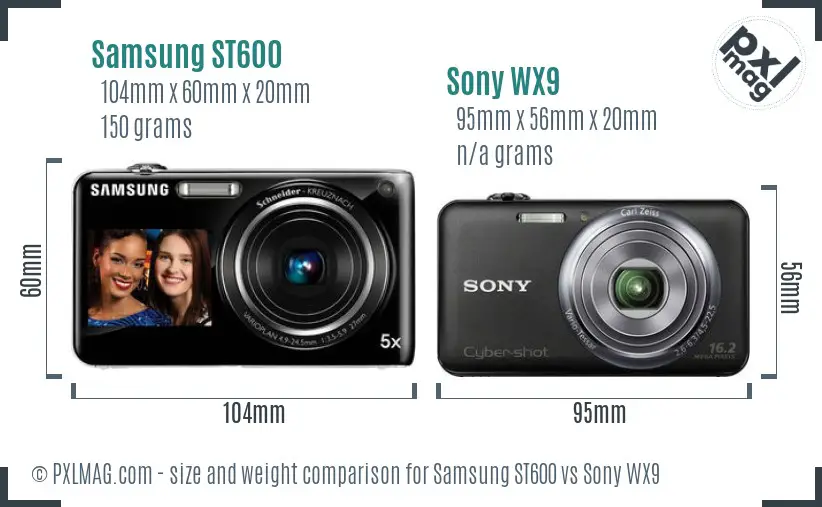 Samsung ST600 vs Sony WX9 size comparison