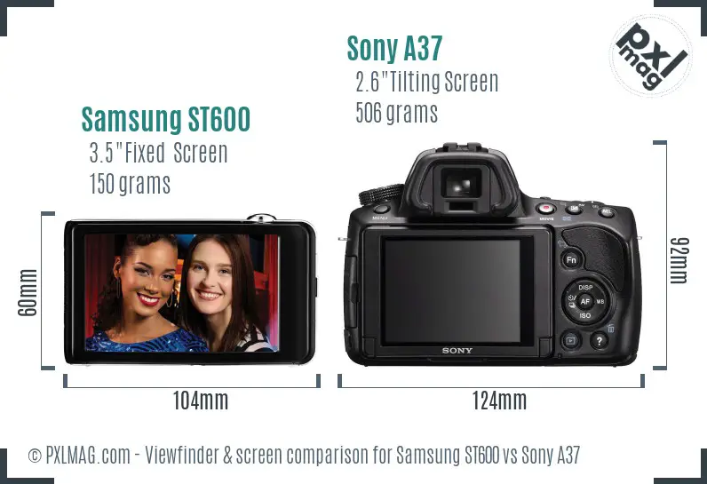 Samsung ST600 vs Sony A37 Screen and Viewfinder comparison Samsung ST600 vs Sony A37 Screen and Viewfinder comparison