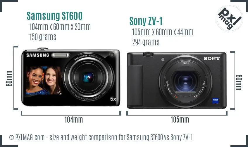 Samsung ST600 vs Sony ZV-1 size comparison