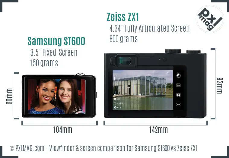 Samsung ST600 vs Zeiss ZX1 Screen and Viewfinder comparison