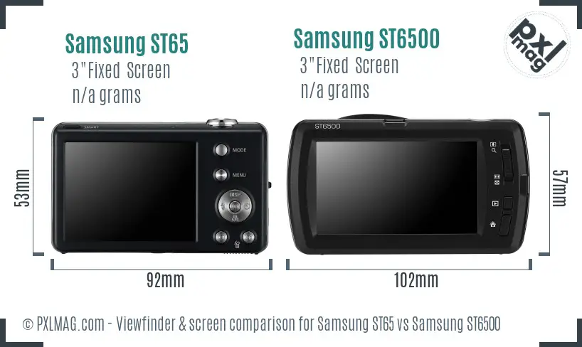 Samsung ST65 vs Samsung ST6500 Screen and Viewfinder comparison