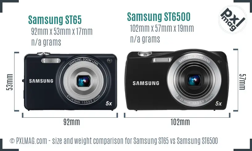 Samsung ST65 vs Samsung ST6500 size comparison