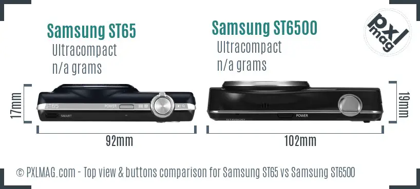 Samsung ST65 vs Samsung ST6500 top view buttons comparison