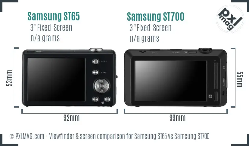 Samsung ST65 vs Samsung ST700 Screen and Viewfinder comparison