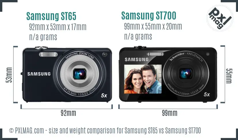 Samsung ST65 vs Samsung ST700 size comparison