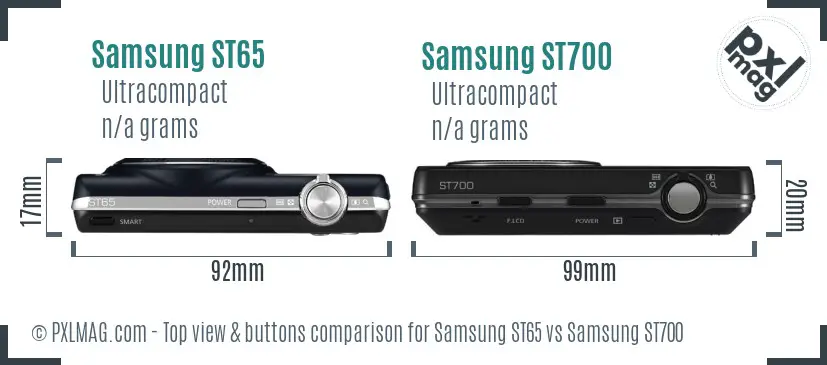Samsung ST65 vs Samsung ST700 top view buttons comparison