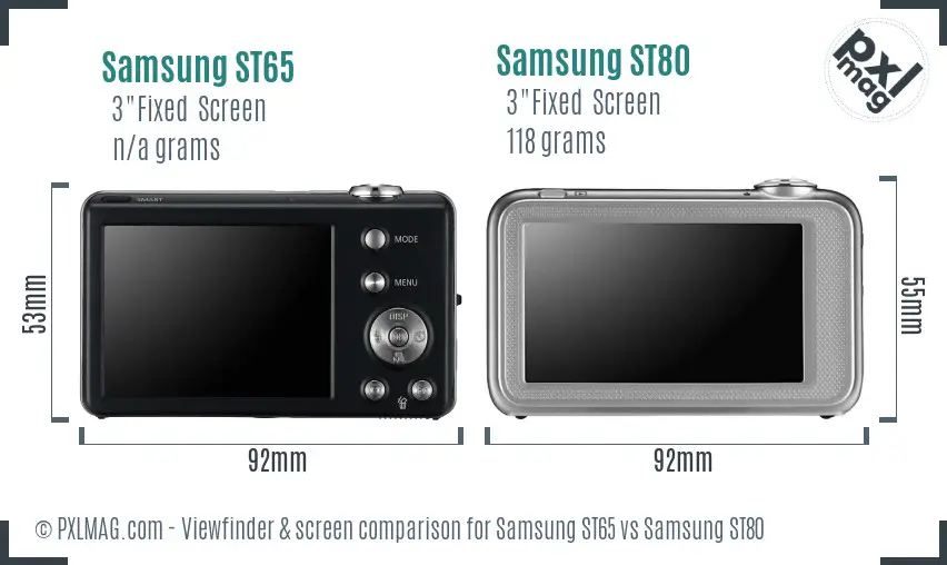 Samsung ST65 vs Samsung ST80 Screen and Viewfinder comparison