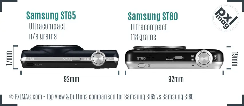 Samsung ST65 vs Samsung ST80 top view buttons comparison