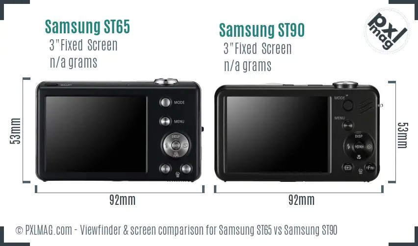 Samsung ST65 vs Samsung ST90 Screen and Viewfinder comparison