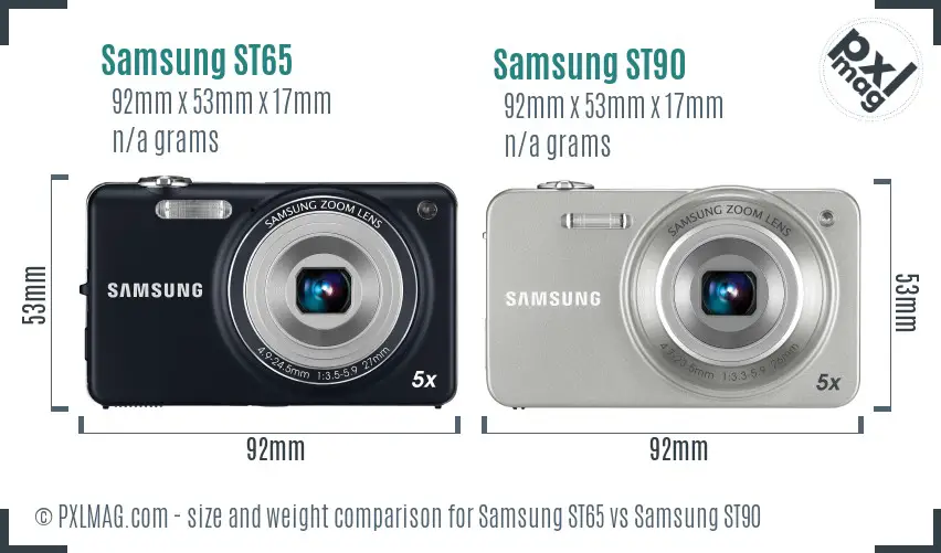 Samsung ST65 vs Samsung ST90 size comparison