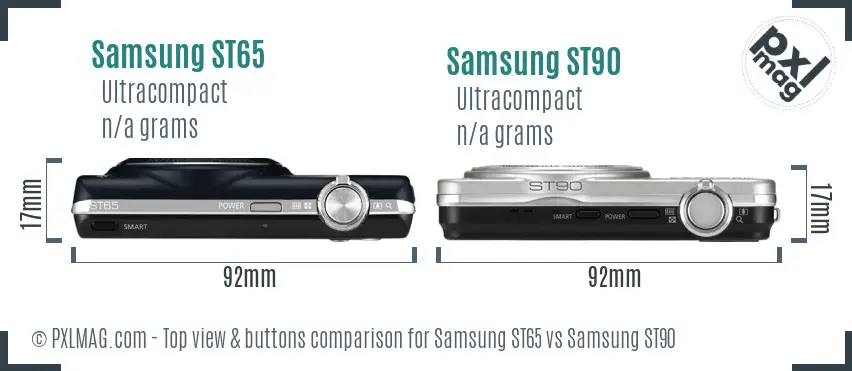 Samsung ST65 vs Samsung ST90 top view buttons comparison