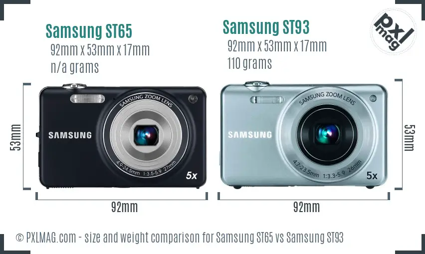 Samsung ST65 vs Samsung ST93 size comparison